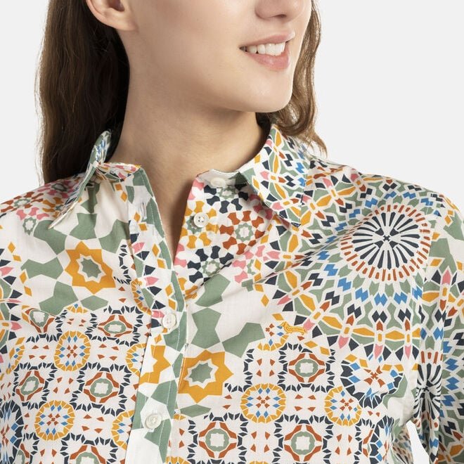 Outlet Online Shop Camicia in cotone con stampa mosaico F08511-01125 Negozio