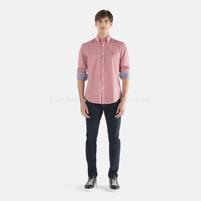 A Poco Prezzo Check shirt with contrasting inserts F08511-01053 harmont & blaine