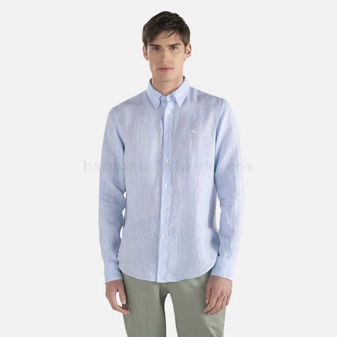 (image for) Al 70 Outlet Camicia in lino con contrasti interni F08511-0735 Offerta