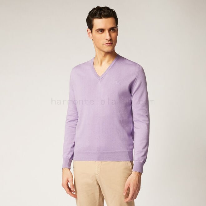 Cotton v-neck pullover F08511-0611 Online