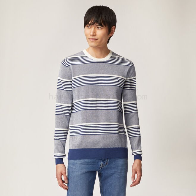 (image for) Crew-neck two-tone cotton pullover F08511-0607 harmont and blaine outlet