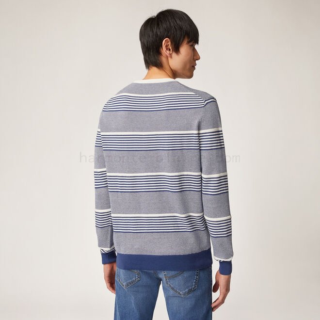Crew-neck two-tone cotton pullover F08511-0607 harmont and blaine outlet