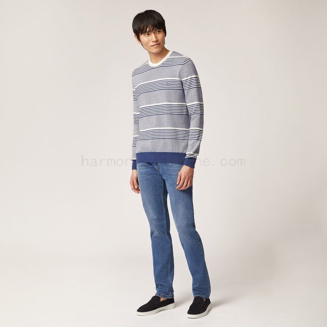 Crew-neck two-tone cotton pullover F08511-0607 harmont and blaine outlet