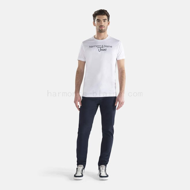 T-shirt in cotone con scritta a contrasto F08511-0935 70% Di Sconto