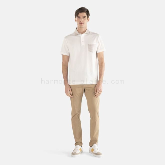 Polo shirt with contrasting collar and breast pocket F08511-0679 harmont & blaine outlet
