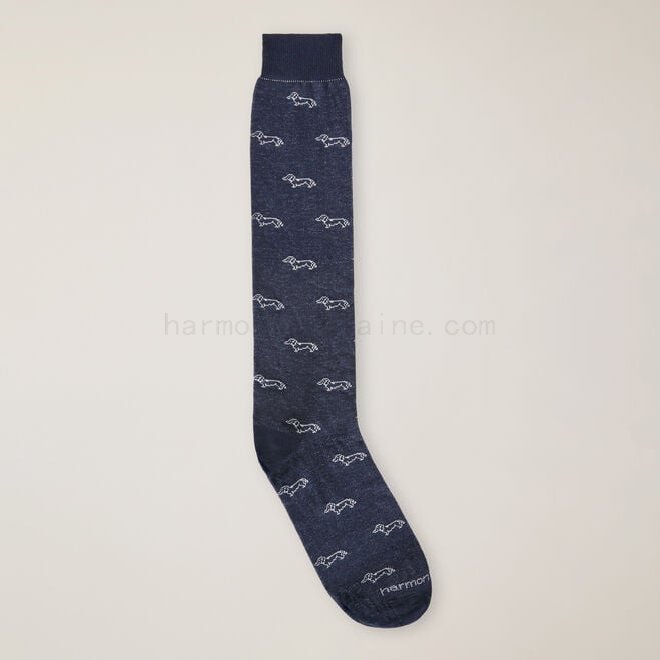 harmont & blaine Long socks with dachshunds all over F08511-0758