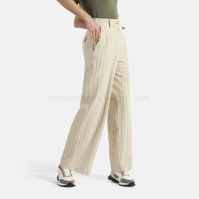 (image for) Pantalone a vita alta in lino e cotone F08511-01099 Genuino